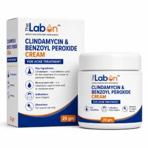 The Labon Clindamycin & Benzoyl Peroxide Cream 25 gm in a pharmaceutical jar and carton packaging, formulated for the topical treatment of Acne Vulgaris.