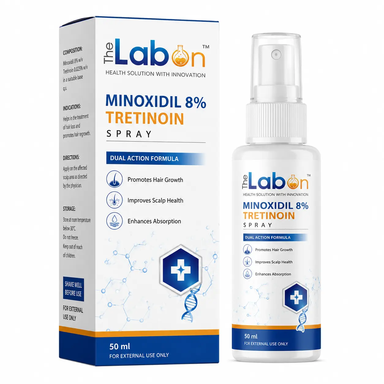 minoxidil 8% and tretinion spray for hair growth