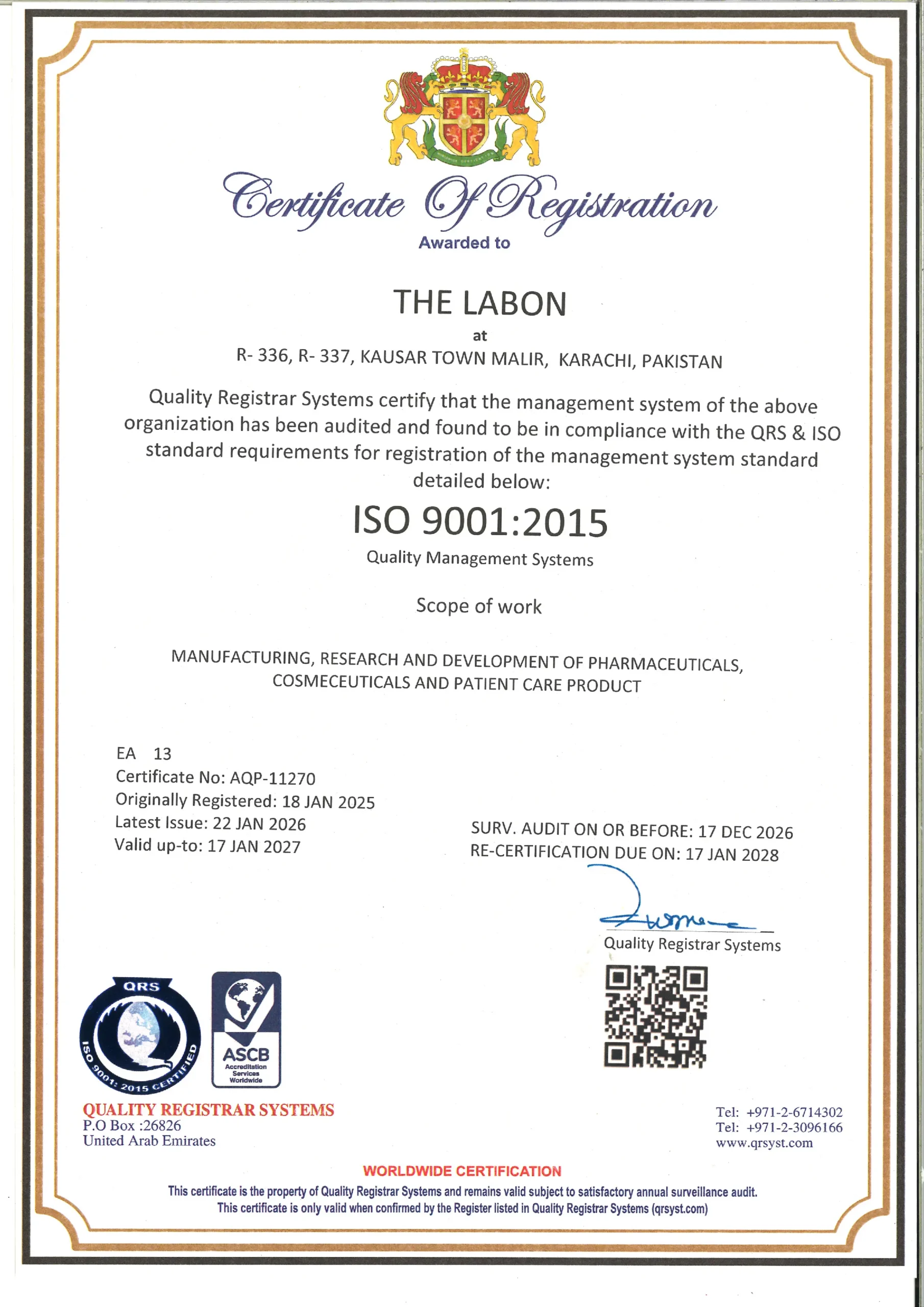 iso certificate updated